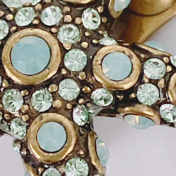 Vintage Signed Heidi Daus Starfish Clip On Earrings Rhinestones Beach Seaside - Picture 3 of 10